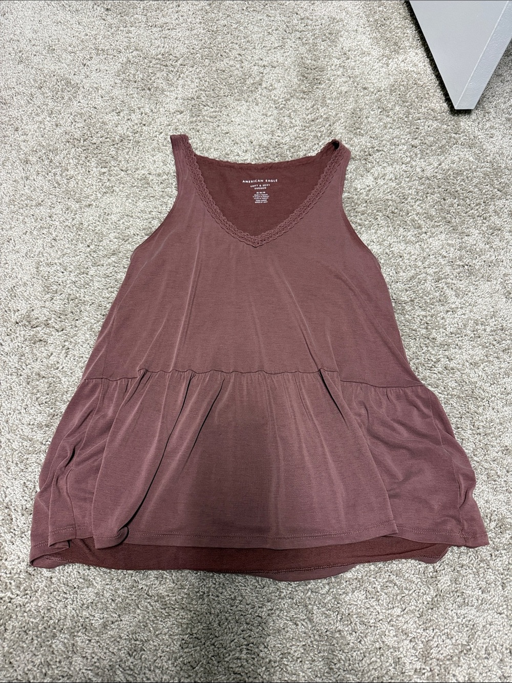 American Eagle Outfitters Dusty Mauve V-Neck Peplum Tank